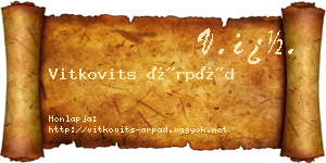Vitkovits Árpád névjegykártya