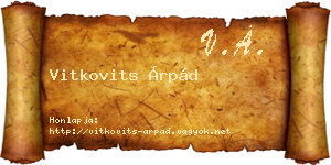 Vitkovits Árpád névjegykártya