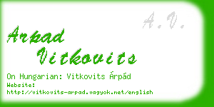 arpad vitkovits business card